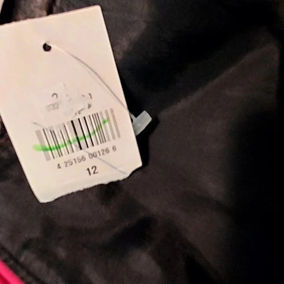 Banana Republic Black Leopard Pencil Mini Skirt Size 12 Red Zipper Lined NWT - Picture 7 of 11